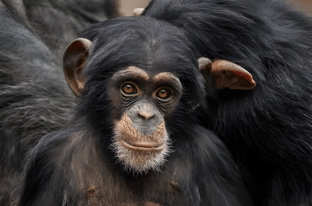 baby chimpanzee sees sky